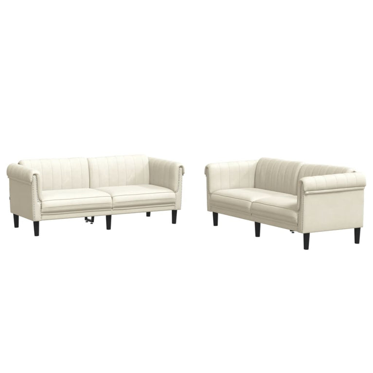 2-delige Loungeset fluweel crèmekleurig