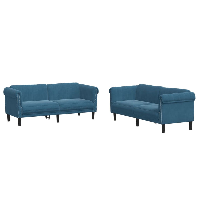 2-delige Loungeset fluweel blauw