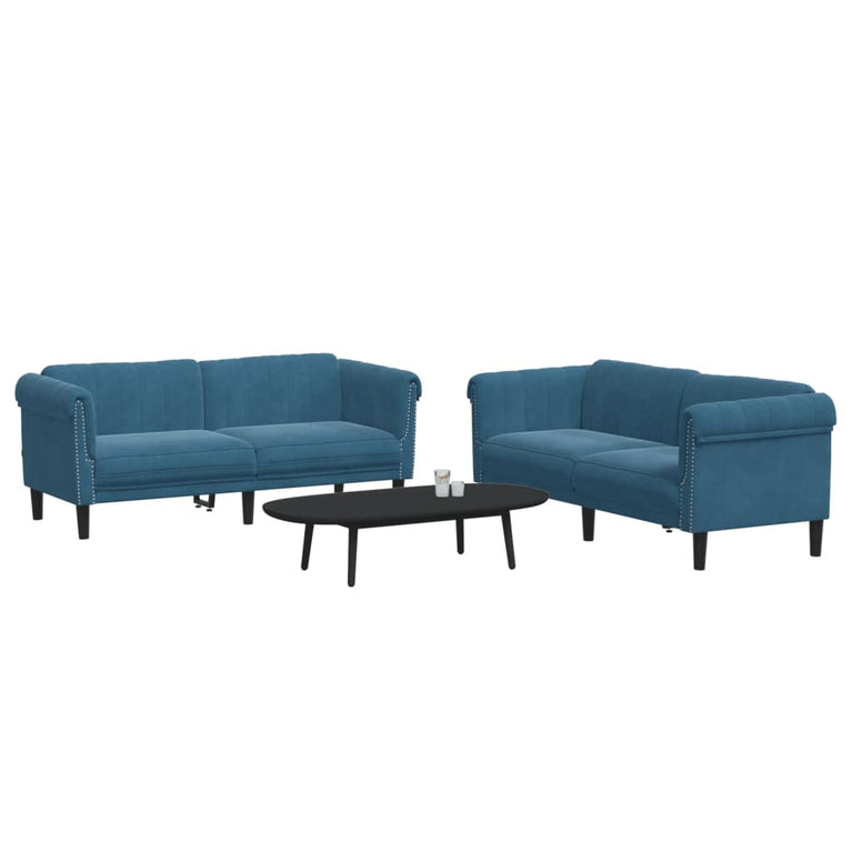 2-delige Loungeset fluweel blauw