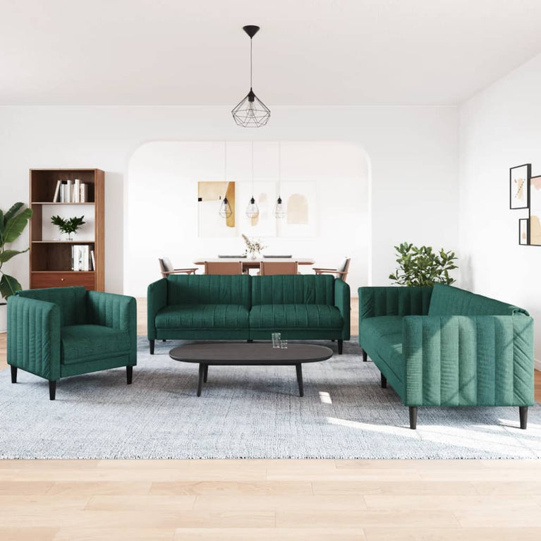 3-delige Loungeset stof donkergroen