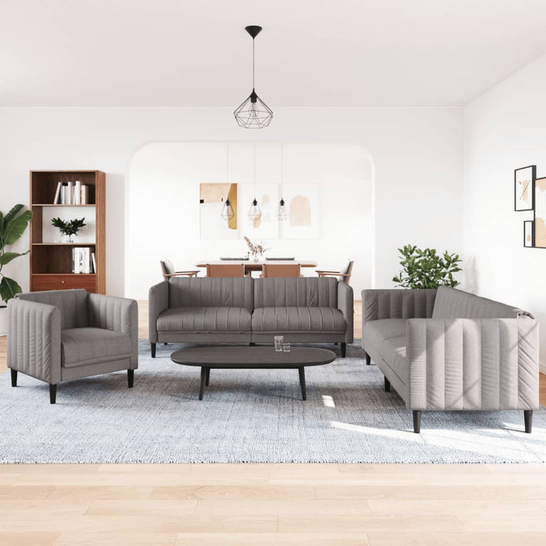 3-delige Loungeset stof taupe