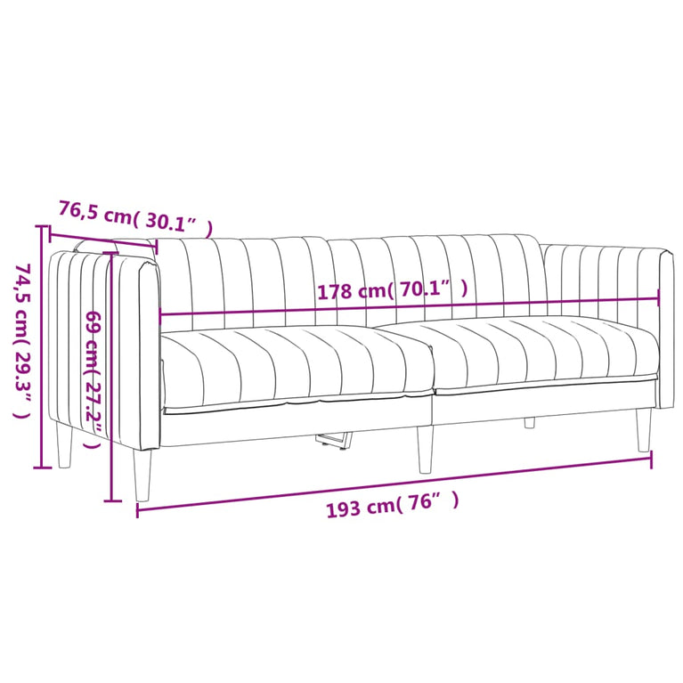 3-delige Loungeset stof crèmekleurig