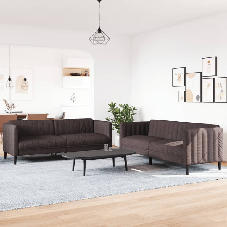 2-delige Loungeset stof donkerbruin