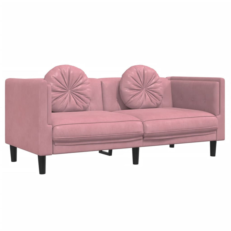 3-delige Loungeset met kussens fluweel roze
