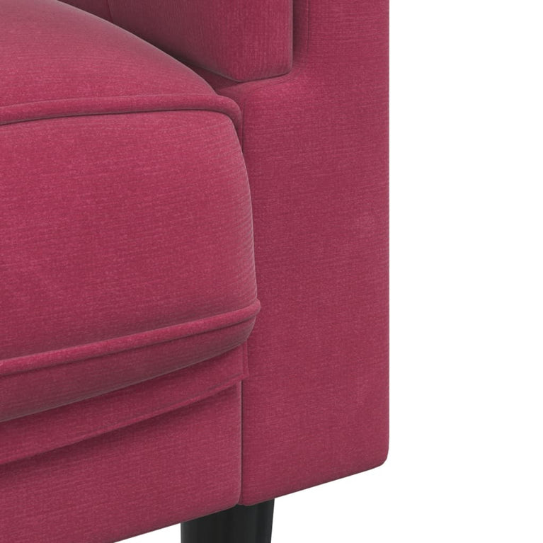 3-delige Loungeset met kussens fluweel wijnrood
