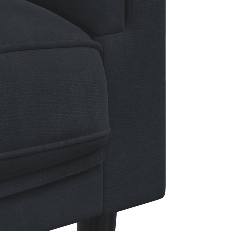 3-delige Loungeset met kussens fluweel zwart