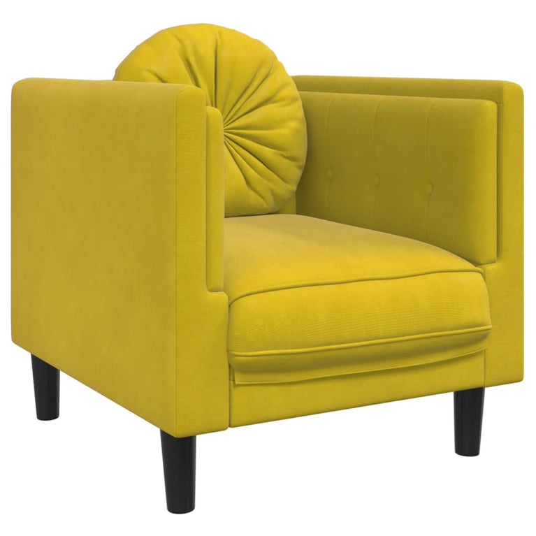 3-delige Loungeset met kussens fluweel geel