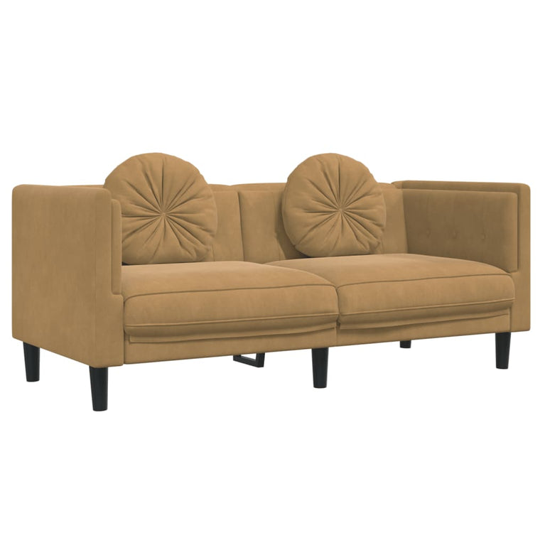 3-delige Loungeset met kussens fluweel bruin