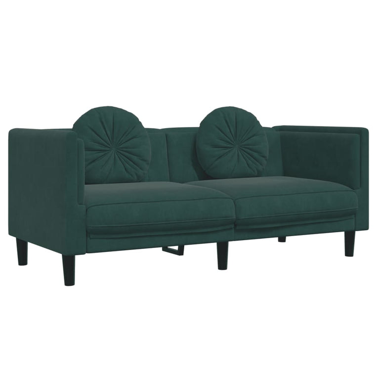 2-delige Loungeset met kussens fluweel donkergroen
