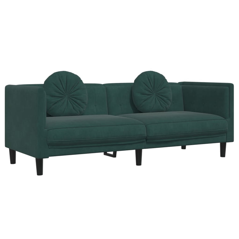 2-delige Loungeset met kussens fluweel donkergroen