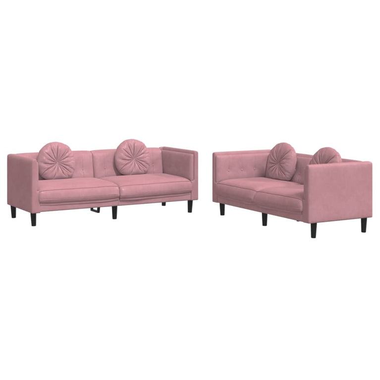 2-delige Loungeset met kussens fluweel roze