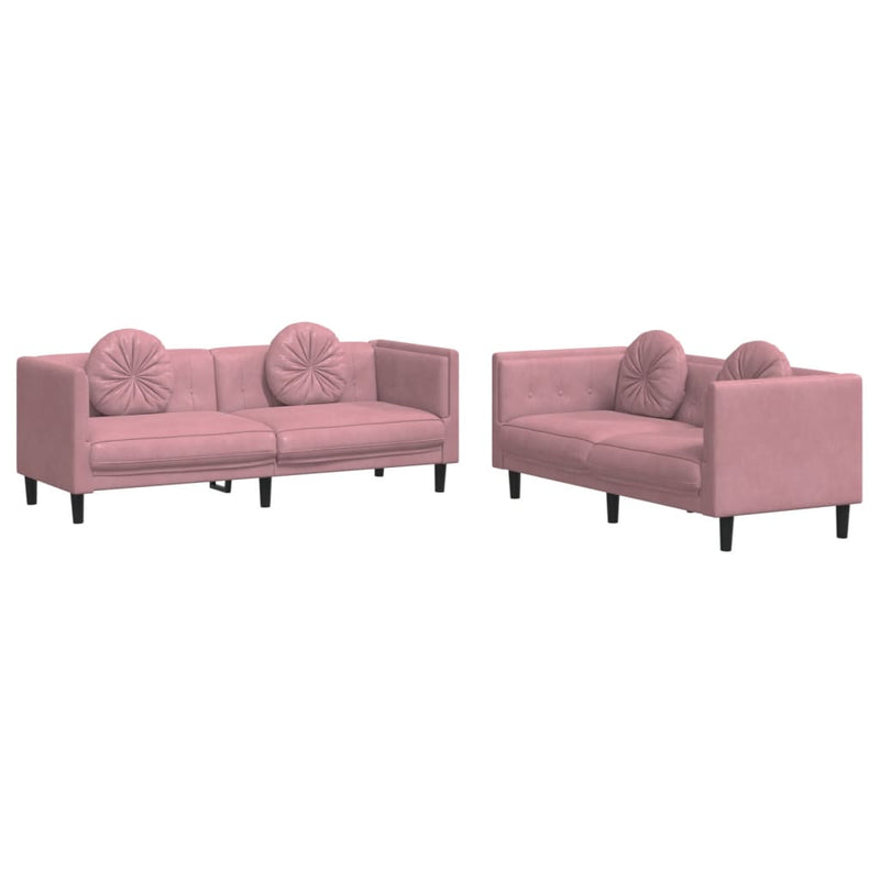 2-delige Loungeset met kussens fluweel roze