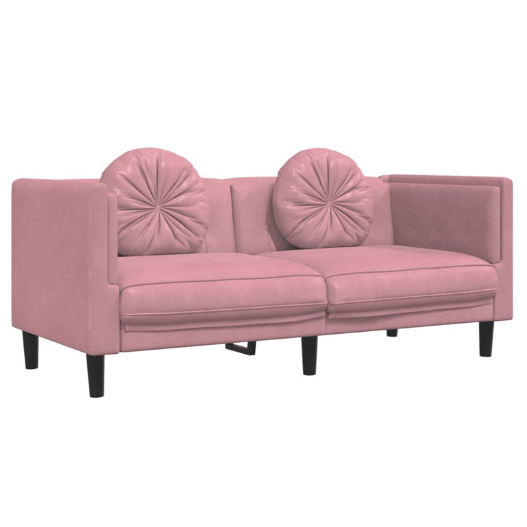 2-delige Loungeset met kussens fluweel roze