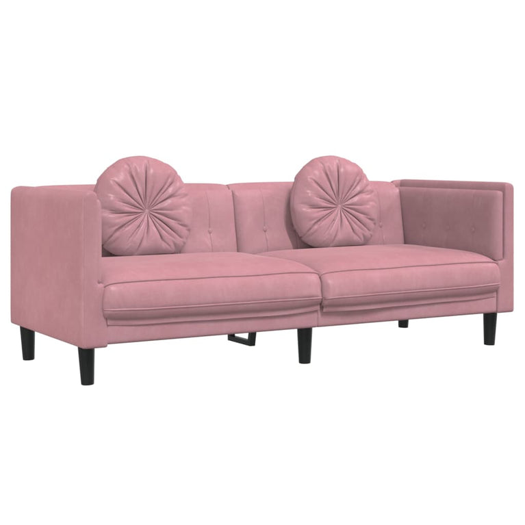 2-delige Loungeset met kussens fluweel roze