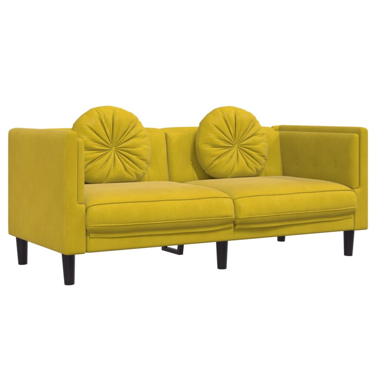 2-delige Loungeset met kussens fluweel geel