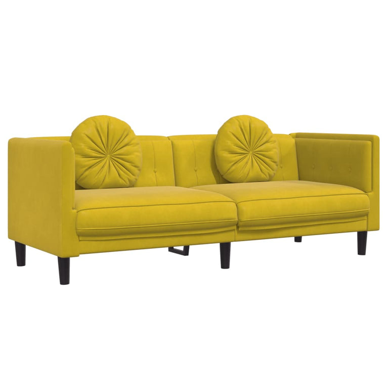 2-delige Loungeset met kussens fluweel geel