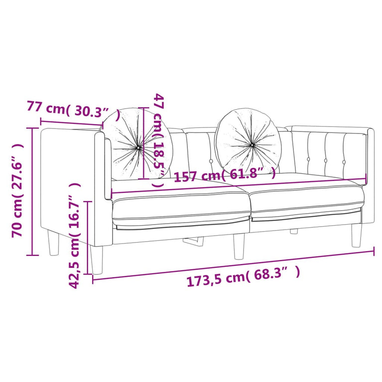 2-delige Loungeset met kussens fluweel geel