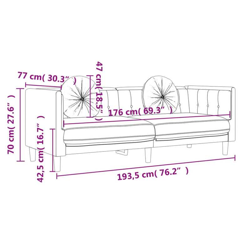 2-delige Loungeset met kussens fluweel geel