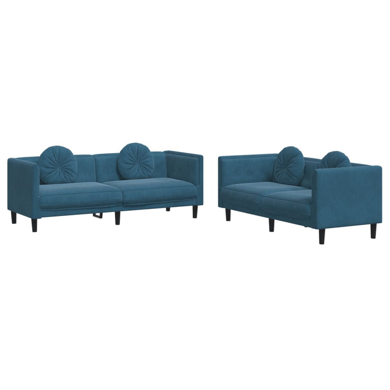 2-delige Loungeset met kussens fluweel blauw