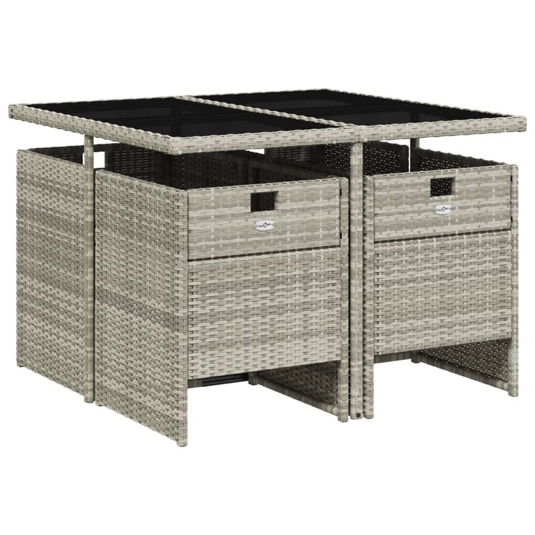 5-delige Tuinset met kussens poly rattan lichtgrijs