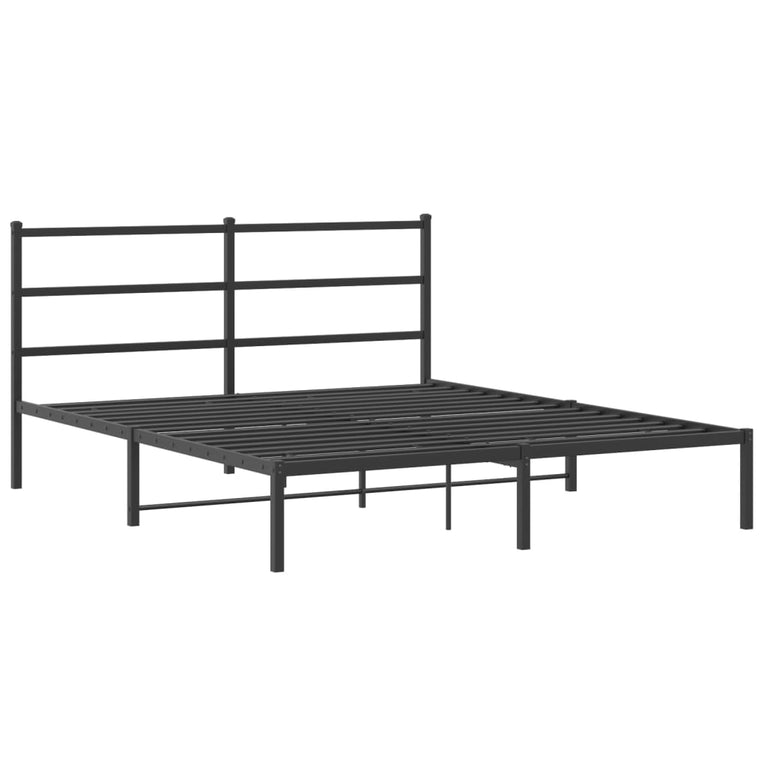Bedframe met hoofdbord metaal zwart 160x200 cm