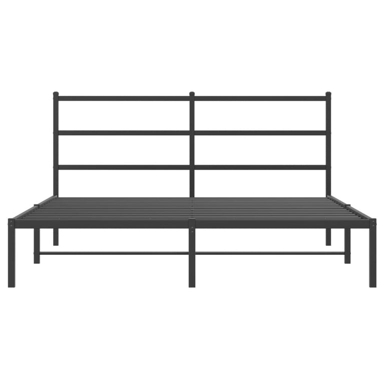 Bedframe met hoofdbord metaal zwart 160x200 cm