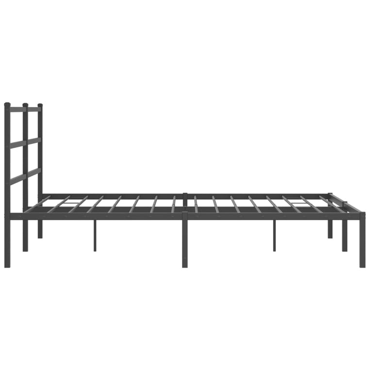 Bedframe met hoofdbord metaal zwart 160x200 cm