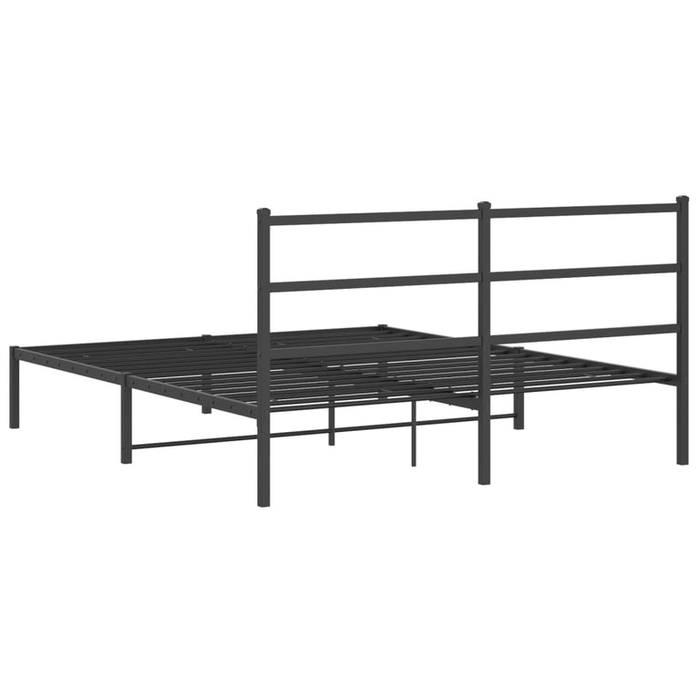Bedframe met hoofdbord metaal zwart 160x200 cm