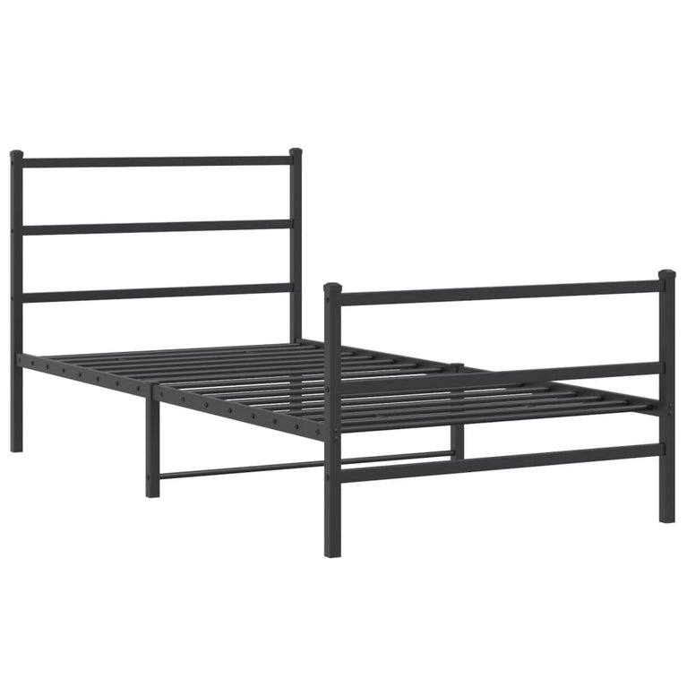 Bedframe met hoofd- en voeteneinde metaal zwart 100x200 cm
