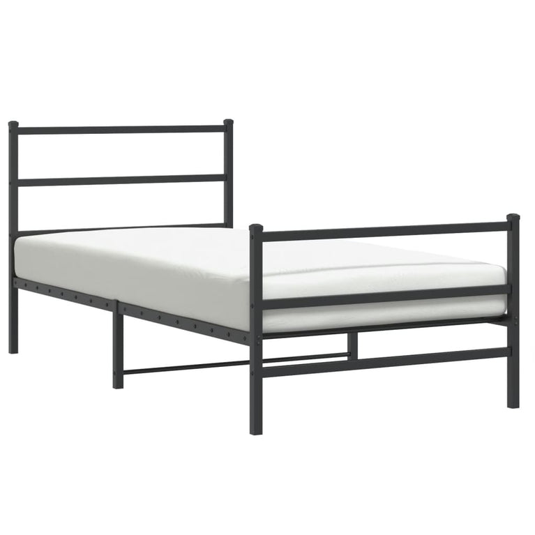 Bedframe met hoofd- en voeteneinde metaal zwart 100x200 cm