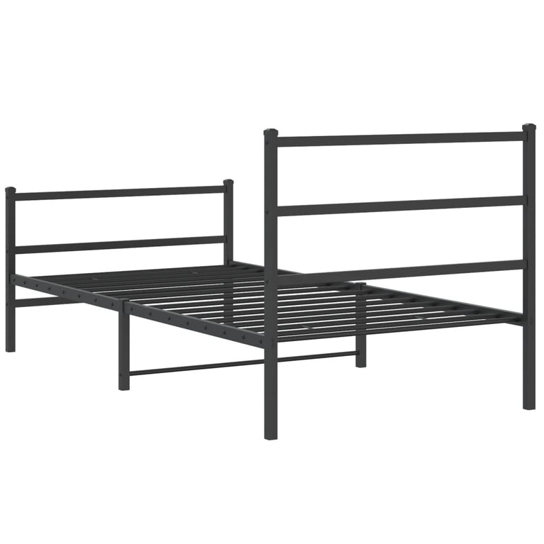 Bedframe met hoofd- en voeteneinde metaal zwart 100x200 cm