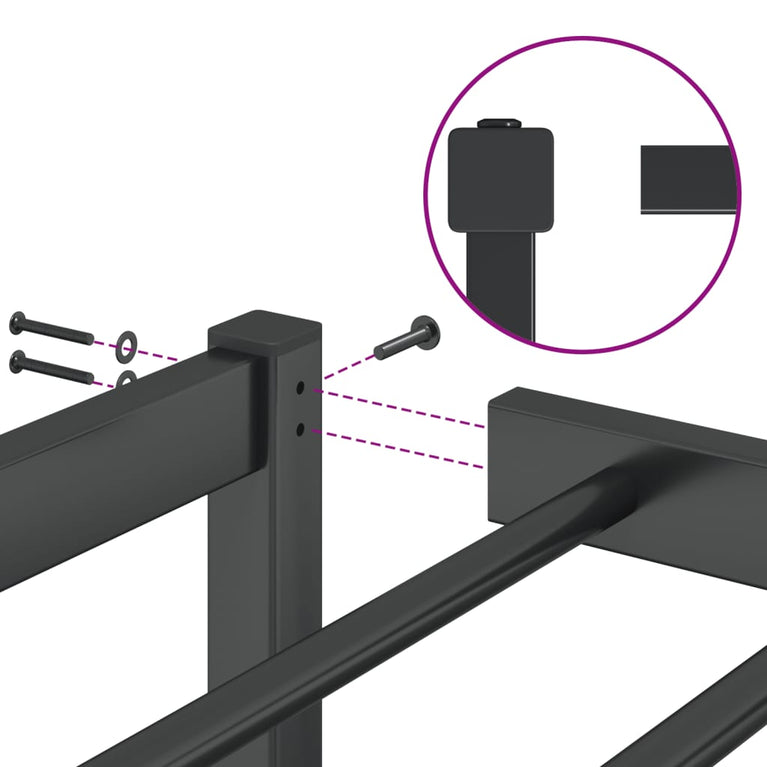 Bedframe metaal zwart 120x190 cm
