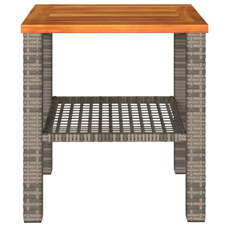 Tuintafel 40x40x42 cm poly rattan en acaciahout grijs