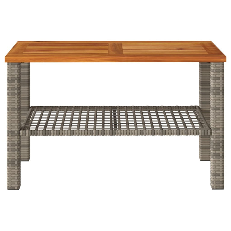 Tuintafel 70x38x42 cm poly rattan en acaciahout grijs