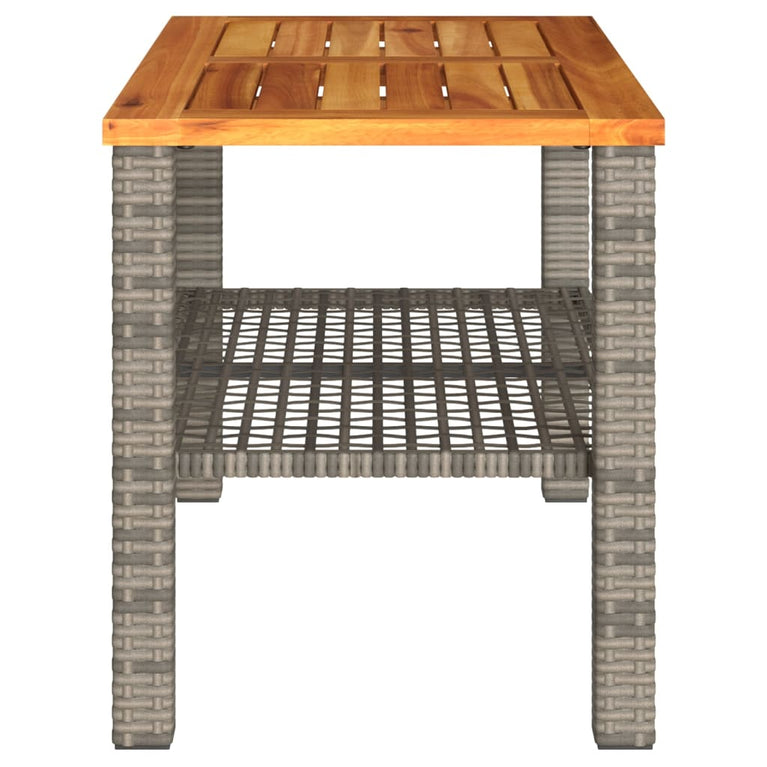 Tuintafel 70x38x42 cm poly rattan en acaciahout grijs