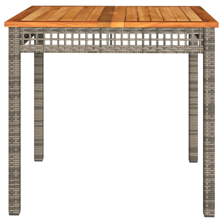 Tuintafel 80x80x75 cm poly rattan en acaciahout grijs