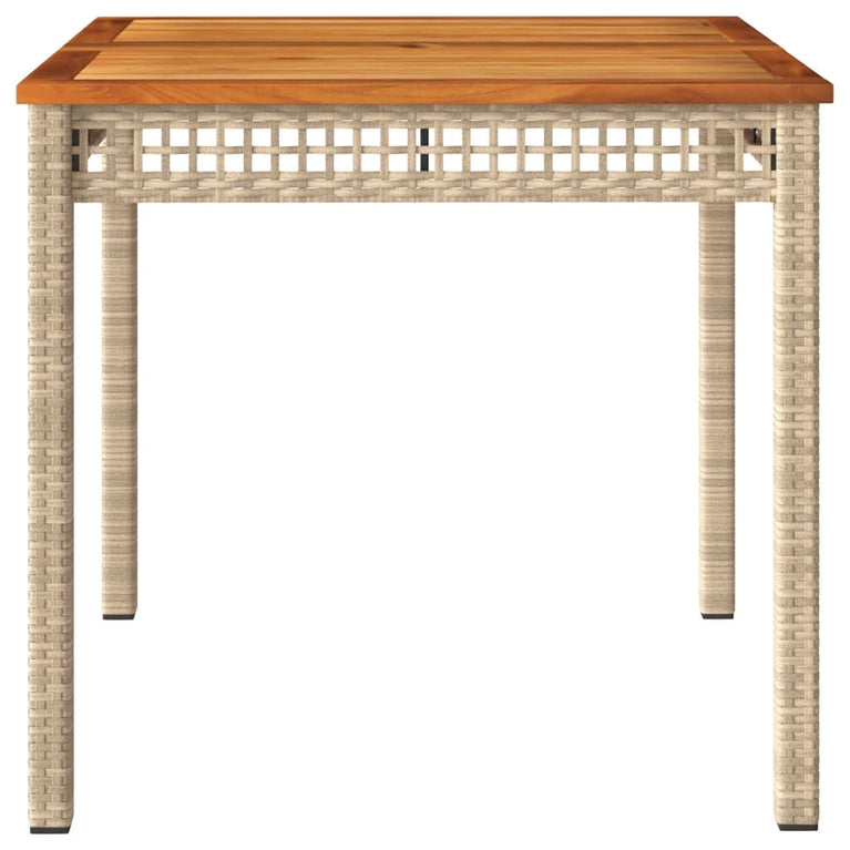 Tuintafel 80x80x75 cm poly rattan en acaciahout beige