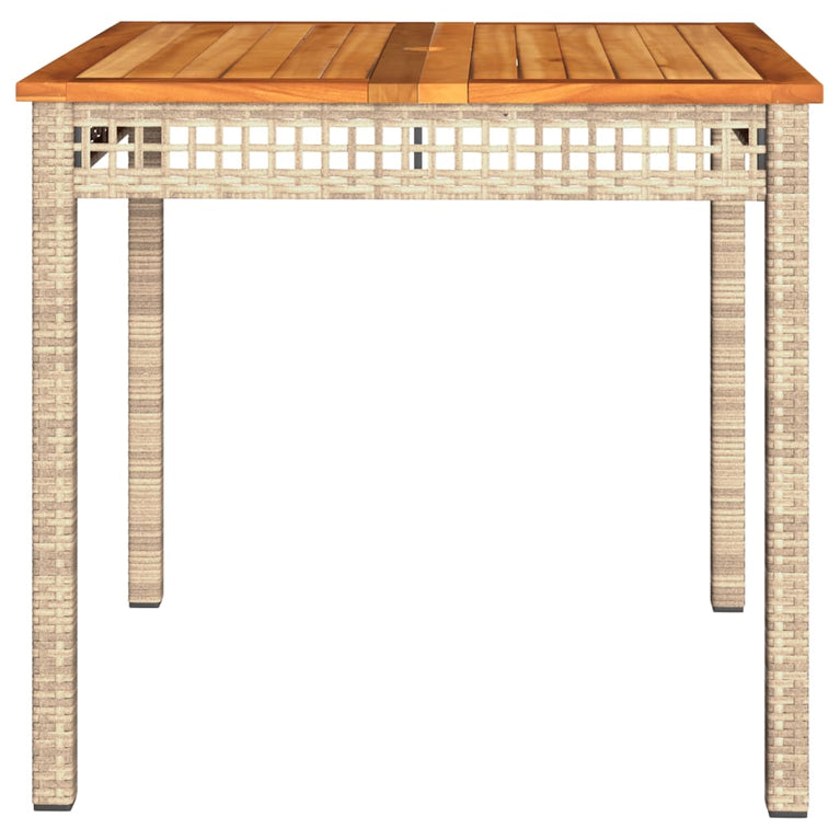 Tuintafel 80x80x75 cm poly rattan en acaciahout beige