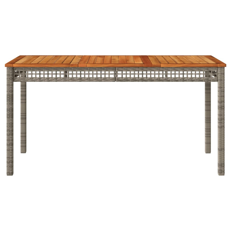Tuintafel 140x80x75 cm poly rattan en acaciahout grijs