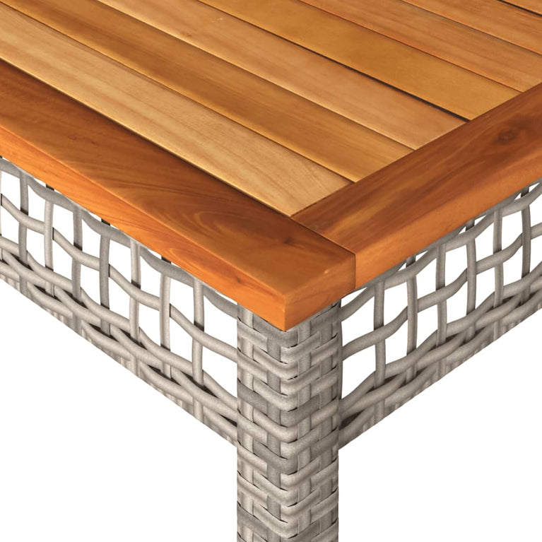 Tuintafel 140x80x75 cm poly rattan en acaciahout grijs