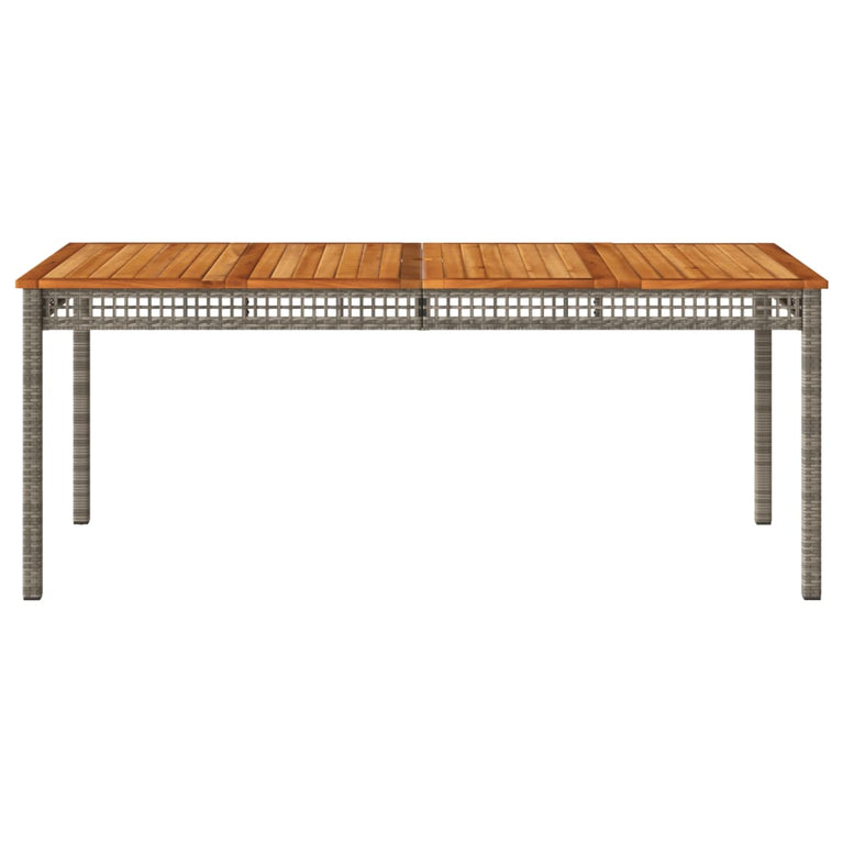 Tuintafel 180x90x75 cm poly rattan en acaciahout grijs