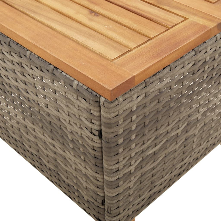 3-delige Bistroset met kussens poly rattan en acaciahout grijs