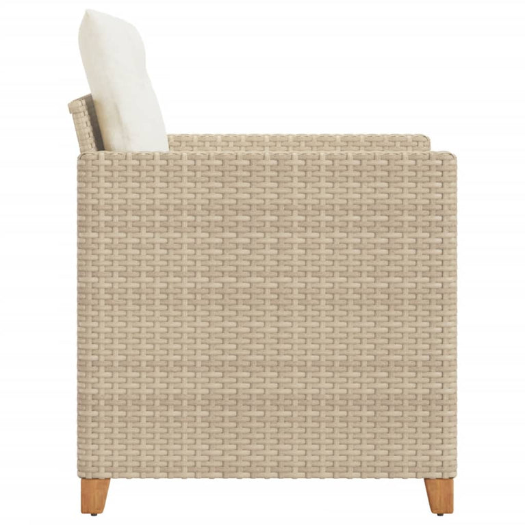 Tuinstoel met kussens poly rattan beige