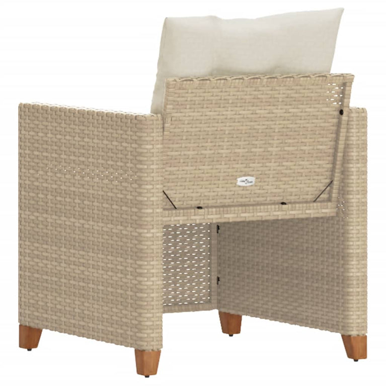 Tuinstoel met kussens poly rattan beige