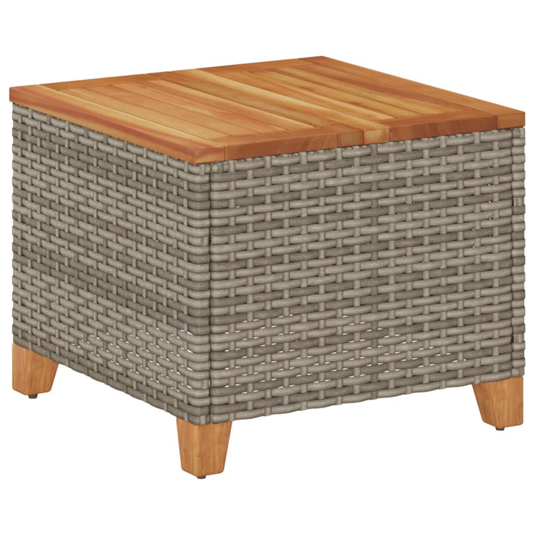 Tuintafel 45x45x37 cm poly rattan en acaciahout grijs