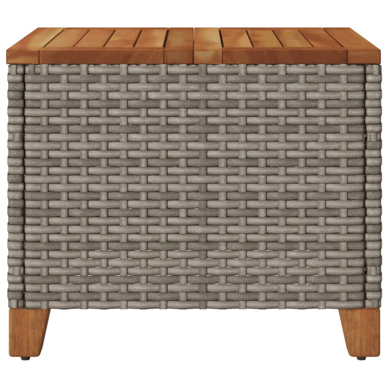 Tuintafel 45x45x37 cm poly rattan en acaciahout grijs