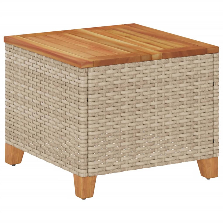Tuintafel 45x45x37 cm poly rattan en acaciahout beige
