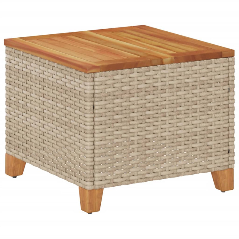 Tuintafel 45x45x37 cm poly rattan en acaciahout beige