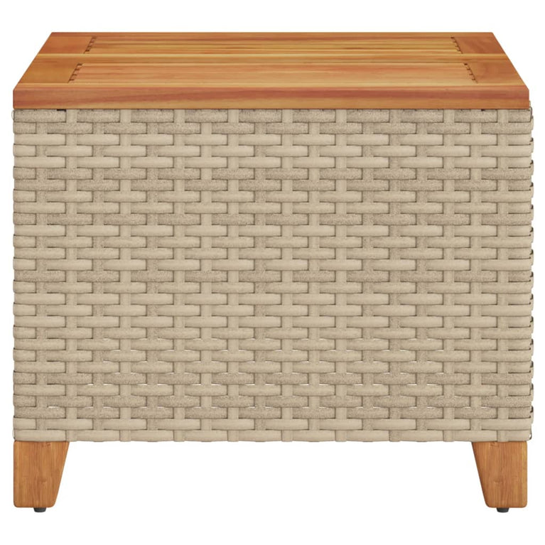Tuintafel 45x45x37 cm poly rattan en acaciahout beige