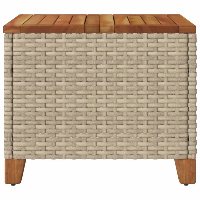 Tuintafel 45x45x37 cm poly rattan en acaciahout beige